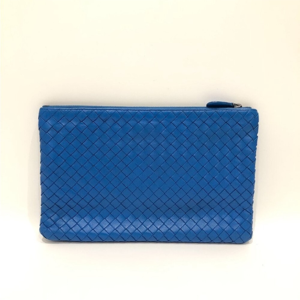 Bottega Veneta Blue Leather Zippy Pouch